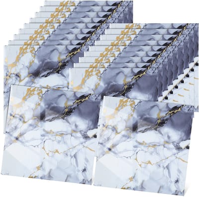 40 Stuks Zelfklevende Blauw Marmertegels 30x30 cm - Waterdichte XPE Schuim Wandtegels voor Keuken, Badkamer & Woonkamer Luxe Marmerlook met Peel & Stick