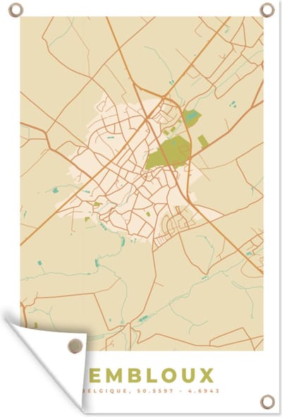 Muurdecoratie Kaart - Plattegrond - België - Stadskaart - Gembloux - 120x180 cm - Tuinposter - Tuindoek
