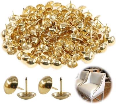 200 stuks 3/4" (19mm) Antieke Bekledingsnagels voor Meubels - Assortiment voor DIY Projecten, Kurkbord en Meubelbekleding - Goudkleurig