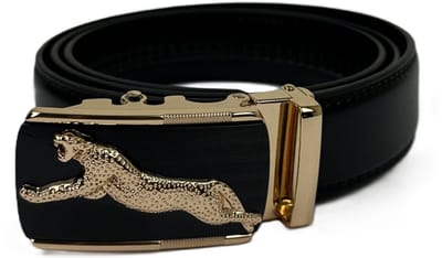 Marco Rossi heren riem - luipaard / leopard - Riem heren - Zwart - Goud - riemen heren automatische gesp - cadeau voor man - koe leer - 115 cm