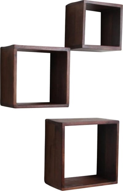 Raw Materials Factory wandplank Kubus - set van 3 - Gerecycled hout