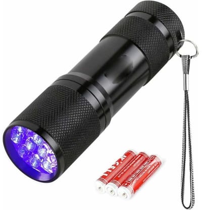 TOVBMUP Zaklamp - UV-zaklamp - LED-zaklamp - Geschikt voor het uitharden van nagels, fluorescerende valutadetector, urinedetector voor honden en katten, controle van munten - Zwart