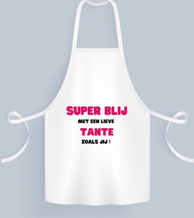 Akyol - super blij met een lieve tante zoals jij Keukenschort - Tante - de liefste tante - verjaardag - cadeautje voor tante - tante artikelen - kado - geschenk - 82 bij 71 cm