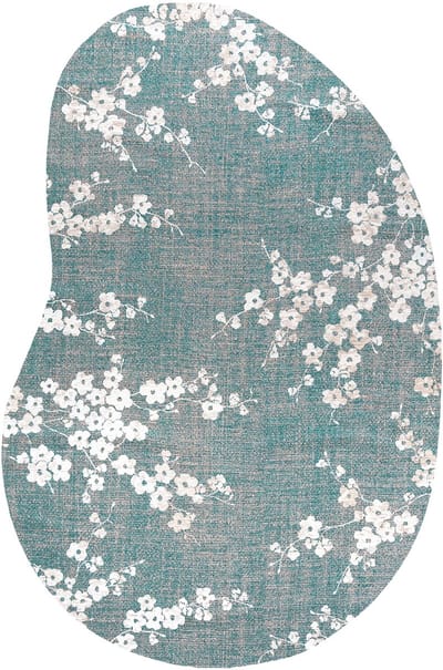 Wasbaar Binnen & Buiten Vloerkleed - 170 x 235 cm - Louis De Poortere Sakura Lake Blue - Laagpolig Tapijt - Gerecycled PET - Made in Belgium - Circulair