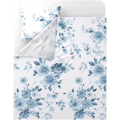 LIVARNO Renforcé beddengoedset 140 x 200 cm (Wit/blauw)