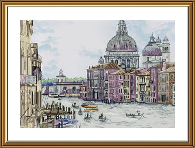 Borduurpakket Nova Sloboda - Pearl of Italy - Venetië - Venetië, Parel van Italië - bewerkte achtergrond