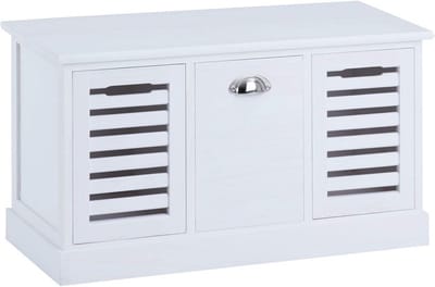 Landhuis Stijl Bank met Opbergruimte en 3 Lades Shabby Chic Wit