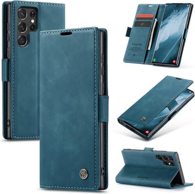 Casemania Hoesje Geschikt voor Samsung Galaxy S23 Ultra Emerald Green - Dunne Portemonnee Book Case - Slim Wallet Case met Pasjeshouder