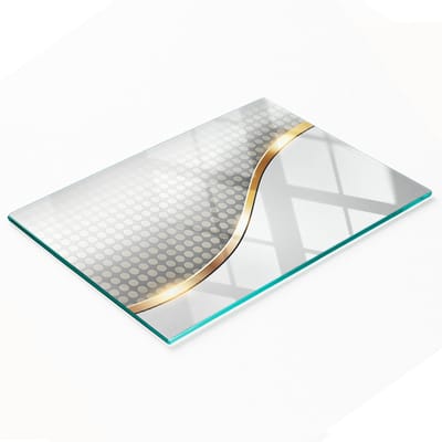 Multifunctioneel decoratief glazen bord met abstracte print 80x52 cm