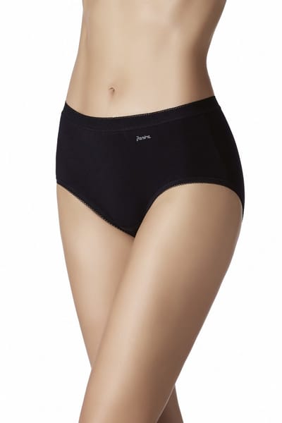 Janira Slip Midi Esencial – Duopack Dames – 2 stuks – 93% Katoen – Zwart - Maat L