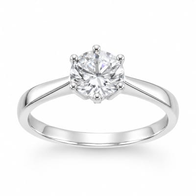 Mbrace Klassieke Zilveren Solitair Ring met Zirkonia – Tijdloze Elegantie voor Elke Gelegenheid- Maat 17.75 mm