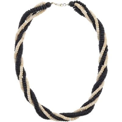 Behave – Gedraaide kokos ketting – 55 cm – Zwart en zandkleur tinten