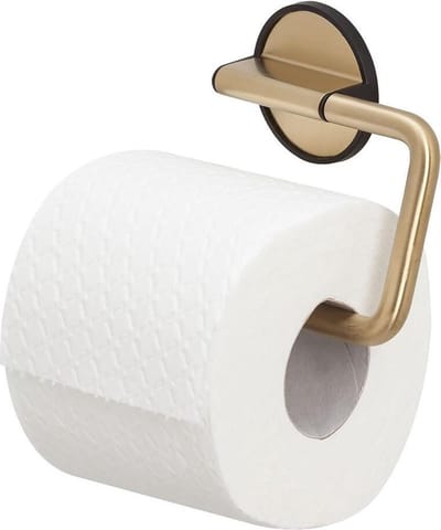 Tiger Tune - Wc rolhouder zonder klep - Toiletrolhouder - Zonder boren - Zelfklevend 3M tape - Goud geborsteld / Zwart