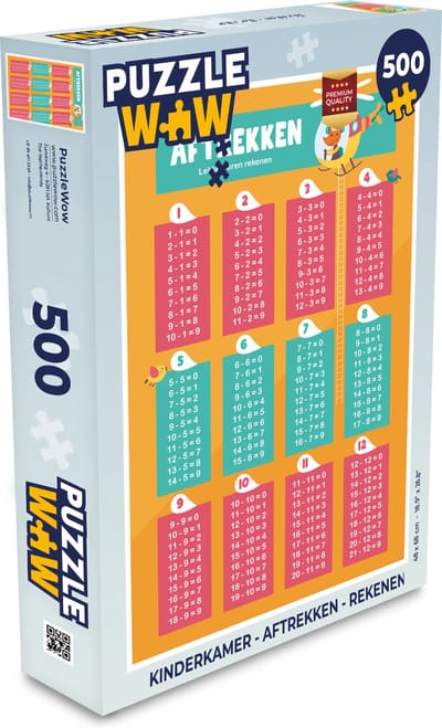 Puzzel Kinderkamer - Aftrekken - Rekenen - Meiden - Jongetjes - Kinderen - Oranje - Legpuzzel - Puzzel 500 stukjes