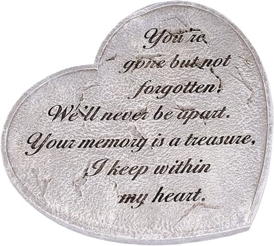 Hart Tuinsteen - Herdenkingssteen - Herdenken Geliefden - Weersbestendig Materiaal - 28 cm Diameter - Grijs