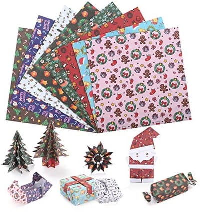 Origami Papier voor Kerstmis - Gekleurd Vouwpapier met 8 Motieven voor DIY Kunst en Decoratie (48 Vellen, 15 x 15 cm)