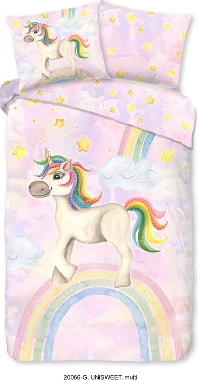 Good Morning dekbedovertrek eenhoorn en regenboog - 1 persoons 140x200/220 cm - Multi - 100% Katoen renforc�