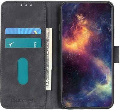 KHAZNEH Hoesje Geschikt voor Samsung Galaxy A55 | Retro Wallet | Portemonnee Book Case | Standaard | Pasjeshouder | Zwart