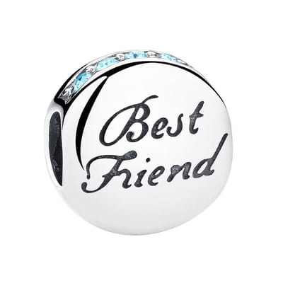 Best Friend bead blauwe zirkonia | vrienden bedel | Zilverana | geschikt voor alle bekende merken | 925 zilver | moederdag| bedels voor armband