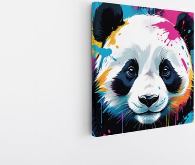 Saammp Canvas Schilderij - Pandabeer - Abstract - 20x20 - Foto op canvas - Wanddecoratie - Muurdecoratie Kinderkamer - Slaapkamer decoratie - Canvas Print