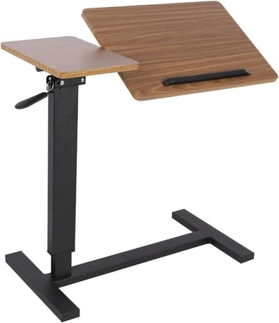 Verstelbaar Bedtafeltje - Nachtkastje Laptoptafel - Werken Ontspannen - Met Soepele Wielen - 40x60cm - Houtkleur