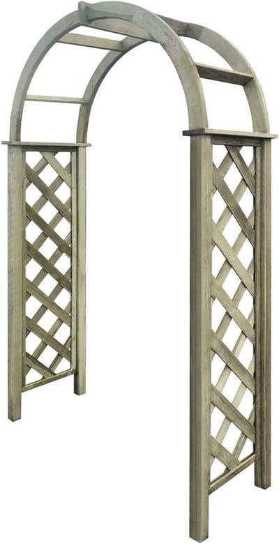 Houten Rozenboog - Tuinboog Pergola - Planten Klimmen - Massief Hout - 120x215 cm - Houtkleur