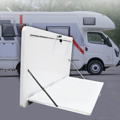 Opvouwbare Tafel - Klaptafel Hangtafel - Camper Tafel - Met Bekerhouders - 80x45cm - Zwart