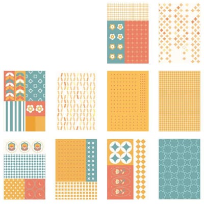 50 Vellen Sweetness Supply Serie Koreaan Retro Scrapbook Papier - Fantasie Thema, Witte Achtergrond met Levendige Geometrische, Bloemen beige