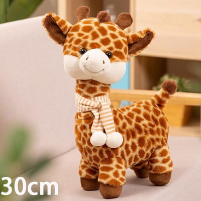 Peluche girafe simulée oreiller avec une écharpe. Poupée girafe à l'apparence mignonne. Un compagnon pour dormir. Cadeau décoratif brown