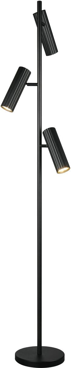 TRIO SOKA - Vloerlamp - Zwart mat - excl. 3x GU10 5 W - Voetschakelaar