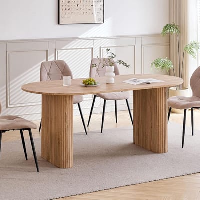 Eettafel Ovaal 180x90 cm 6-8 Personen Moderne Keukentafel Vergadertafel Houtkleur Natuurlijk - Vermissen