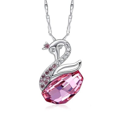 Roze Zwaan Ketting voor vrouwen Love Hart Pendant Hanger - Ketting 43cm +5cm