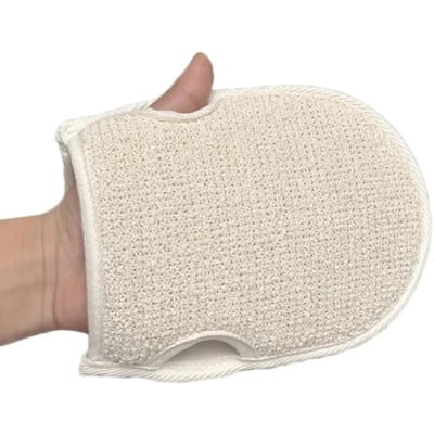 Zachte Natuurlijke Luffa Handschoen Dubbelzijdig Lichaamsscrub Spons Pad Douche Lichaamsscrubber Handschoen voor Douche Spa Huid Reiniging Badhandschoenen CHINA white