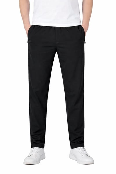 Casual Stretchpants Heren Broek - Dunne Zijde Stof - Zacht - Slim Fit - Zwart