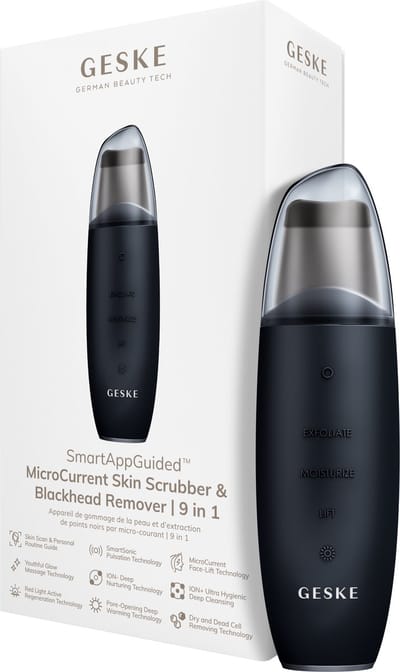 GESKE | SmartAppGuided™ MicroCurrent Skin Scrubber & Blackhead Remover | 9 in 1 | Tools huidverzorging | Gezichtsreiniging | Anti-aging en reiniging | Professionele facelift | Mee-eter verwijderaar