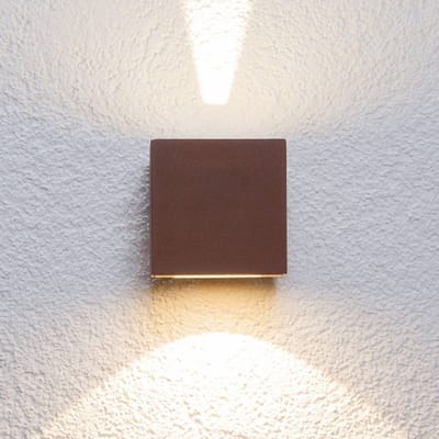 Lucande LED buiten wandlamp Jarno, roest, metaal, 9cm