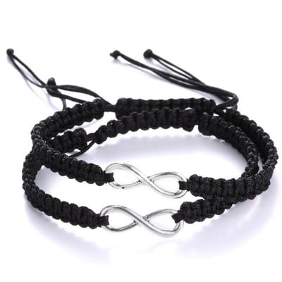 Bixorp Friends Vriendschapsarmbandjes voor 2 met Zilverkleurig Oneindigheidsteken ∞ Dik Bandje - BFF Armband Meisjes - Best Friends Armband Vriendschap Cadeau voor Twee