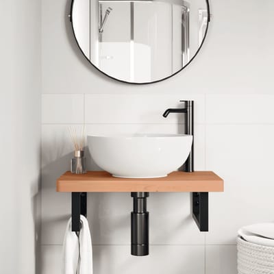 vidaXL - Badkamer - wandschap - staal - en - massief - beukenhout