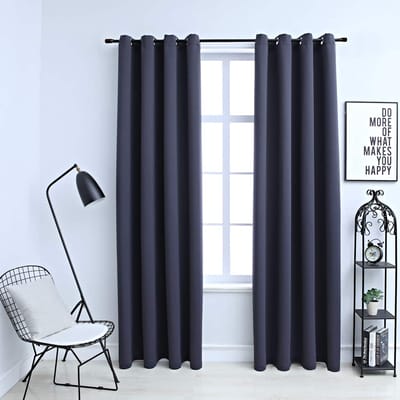 vidaXL - Gordijnen - verduisterend - met - ringen - 2 - st - 140x175 - cm - antraciet