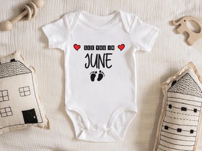 Hospitrix Baby Rompertje met Tekst Coming soon June | Korte Mouw | Cadeau voor Zwangerschap | Bekendmaking | Aankondiging | Aanstaande Moeder