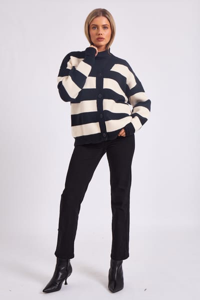 Gestreept oversized vest met knoopsluiting