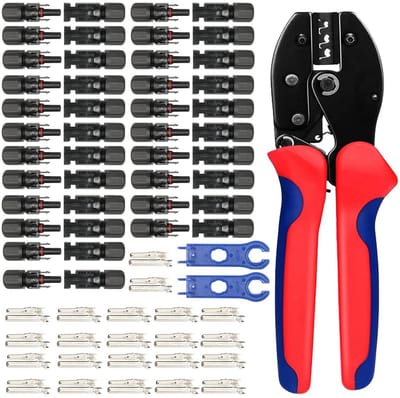 Zonne-stekker set - Krimptang set - Zonnepanelen verbinden - Inclusief krimptang - 22 paar - Zwart