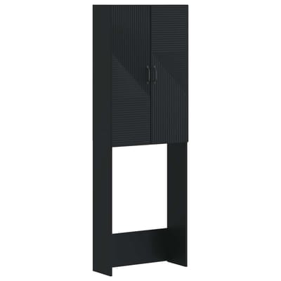 vidaXL - Toiletkast - HAARLEM - Zwart - 66 - x - 25,5 - x - 190 - cm - Bewerkt - hout