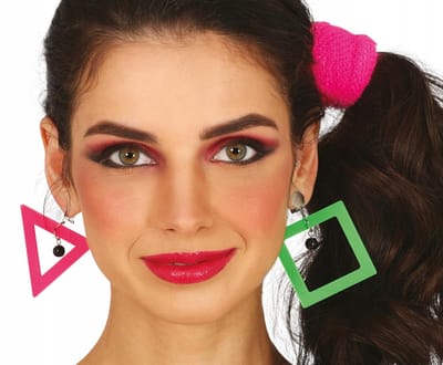 Oorbellen Clipsen Disco Driehoek Vierkant Neon Jaren 80 Carnaval Feest Bal