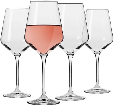 KROSNO | Grote witte wijnglazen | Set van 4 stuks - 390 ml | Avant-Garde collectie, kristalglas, perfect voor thuis, restaurant en feest, vaatwasmachinebestendig