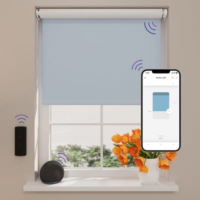 DTCH® Elektrisch Rolgordijn Verduisterend - Easy - Light Blue - 80 x 190 cm - Motionblinds CMD-02-P
