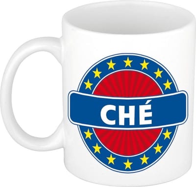 Bellatio Decorations - Che voornaam - koffiemok - beker - wit/blauw - 300 ml - Cadeau - Heren - Collega - Vaderdag - Verjaardag