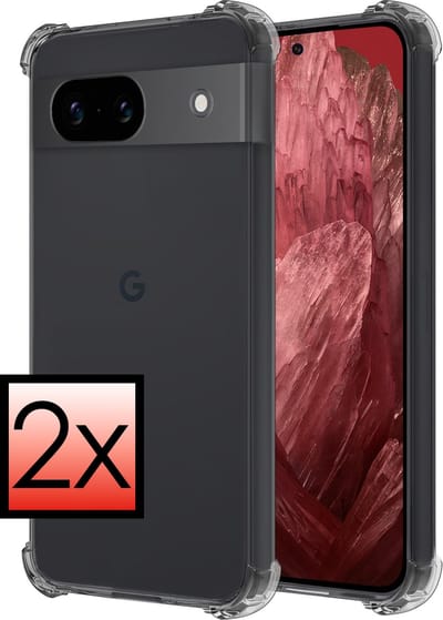 Hoesje - 2 Stuks - Geschikt voor Google Pixel 8a - Sterk & Shockproof - Siliconen Case - Back Cover - Telefoon Hoes Shock Proof - Transparant
