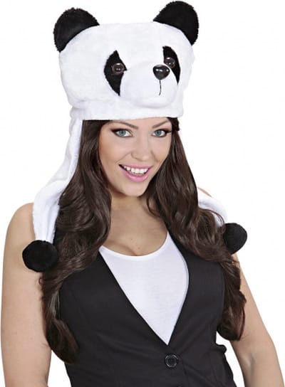 Panda muts - volwassenen - polyester/fleece - 59 cm - dierenmuts - pandamuts - verkleedaccessoires