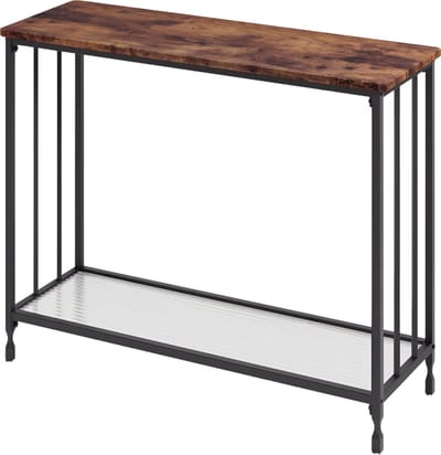 Smalle Consoletafel - Industriële Haltafel met Glasplaat & Metalen Frame